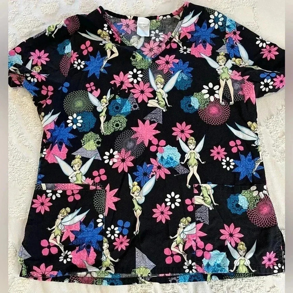 Disney Tinkerbell Scrub Top - Picture 1 of 5